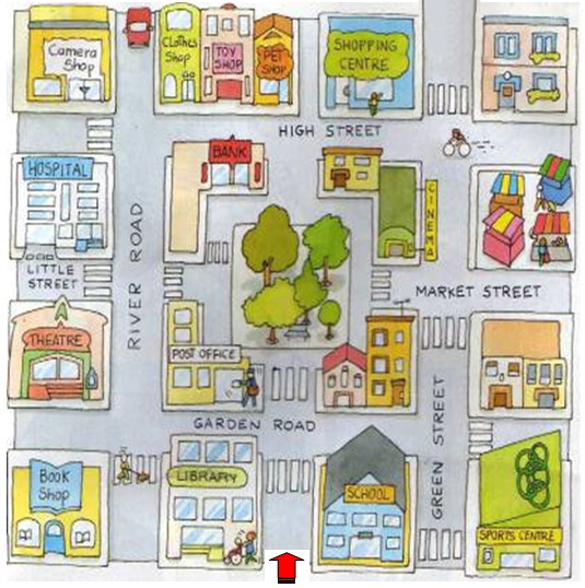 City map showing the start point and nearby places